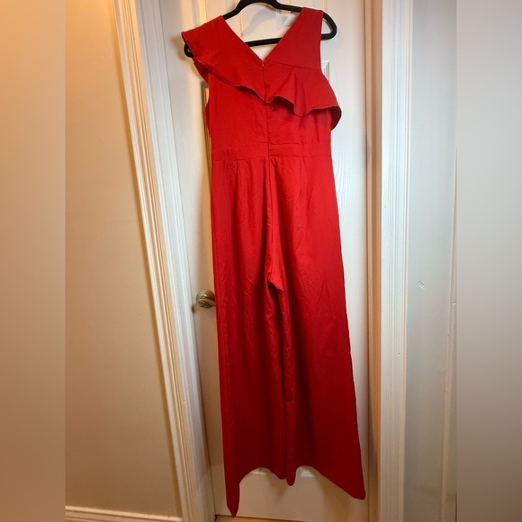 Chic Red Miami Jumpsuit #resort-wear #cruise #bachelorette party #FESTIVE - Picture 5 of 11